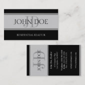 住宅の不動産仲介業者のストライプのLt Grey 名刺 (正面/裏面)