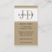 住宅の不動産仲介業者の不動産のモノグラムの暗闇タン 名刺 (裏面)