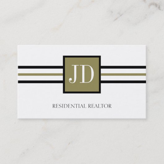 住宅の不動産仲介業者の仲介商のモノグラムの白書 名刺 (正面)