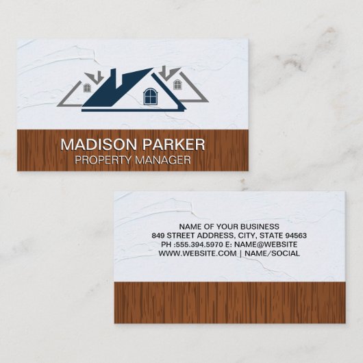 住宅の屋根 |木製の広い壁 名刺 (正面/裏面)
