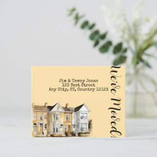 住宅の水彩行住所の変更 ポストカード