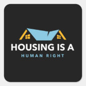 住宅は人間の右の四角のステッカー スクエアシール (正面)