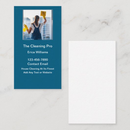 住宅またはオフィスの清掃シンプルモダン 名刺 (正面/裏面)