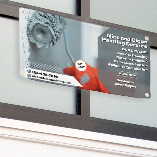 住宅カスタマイズ商絵画業 横断幕 (ビルの外側)