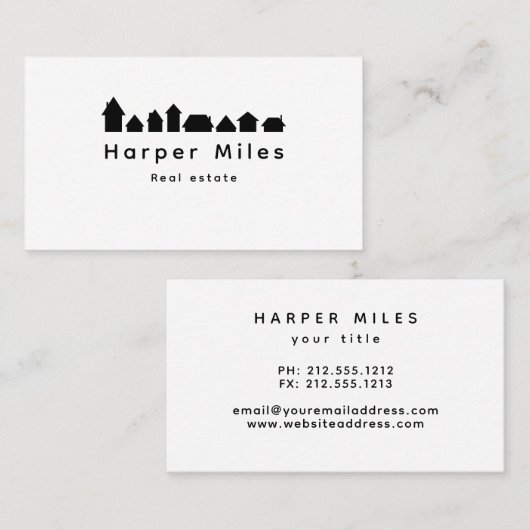 住宅シルエ実在ットエステートビジネスカード 名刺 (正面/裏面)