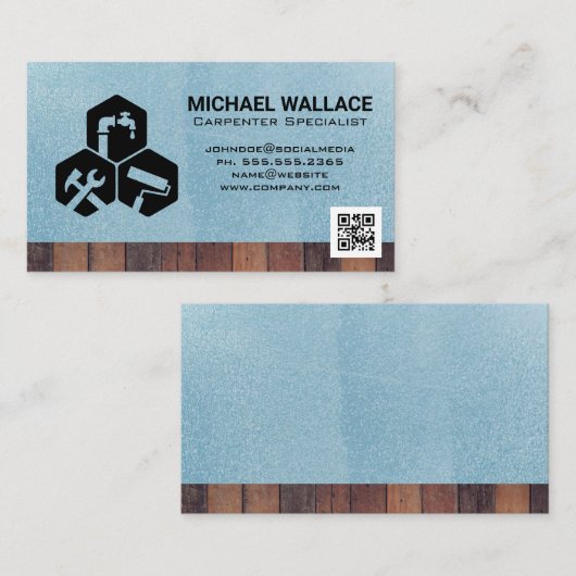 住宅修理アイコン | QRコードテンプレート 名刺 (正面/裏面)