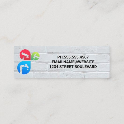 住宅修理サービス |白レンガの壁 スキニー名刺 (裏面)