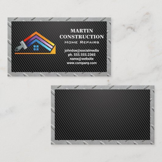 住宅修理ロゴ |スチール縁ど 名刺 (正面/裏面)