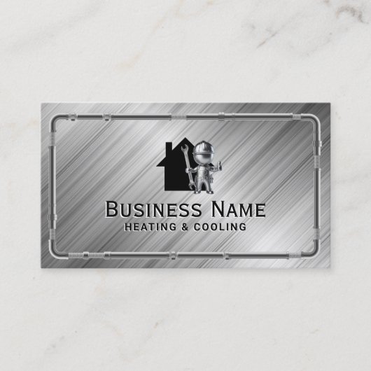 住宅加熱冷却システム補修金モダン属 名刺 (正面)