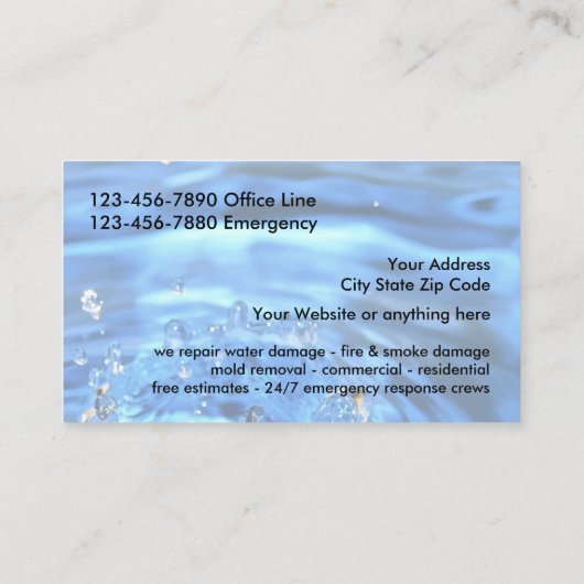 住宅及び事業復旧サービス 名刺 (裏面)