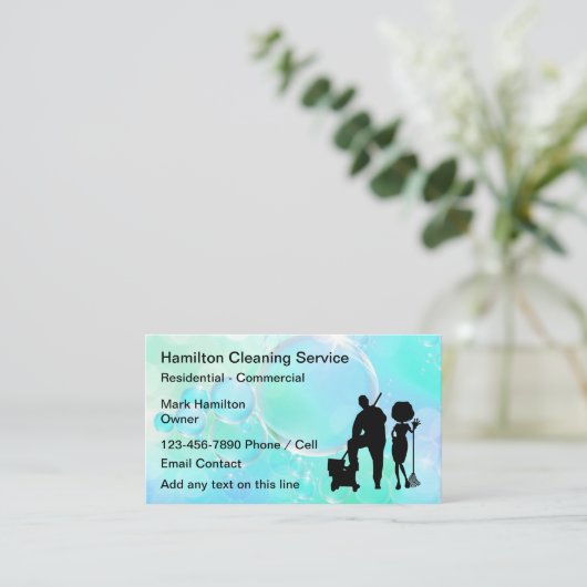 住宅及び商業用清掃サービス 名刺 (スタンド正面)
