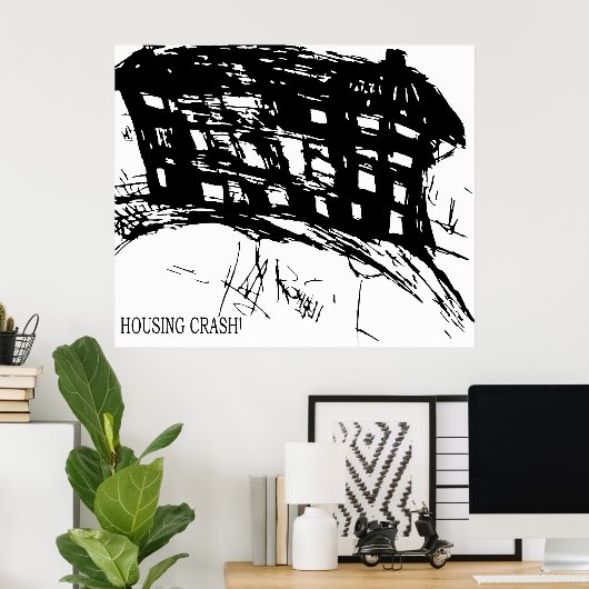 住宅墜落 ポスター (ホームオフィス)