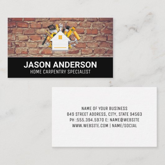 住宅大工のロゴ | レンガ壁 名刺 (正面/裏面)