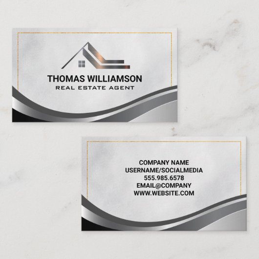 住宅室 | 金属金ゴールド 名刺 (正面/裏面)