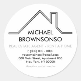 住宅屋根ロゴ 不動産エージェント ビジネス ラウンドシール