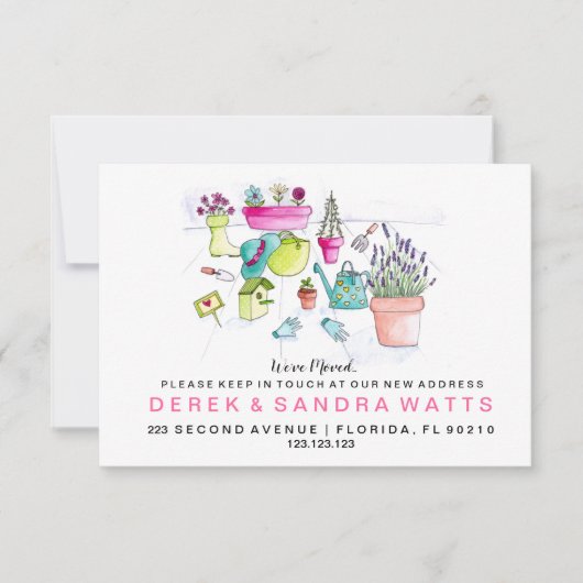 住宅庭師を移動した住所カードの変更 案内状 (正面)