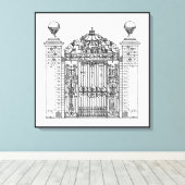 住宅建築ゲートフェンス鍛錬鉄レンガ キャンバスプリント (インサイチュ (ウッドフロア))