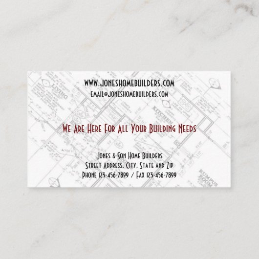 住宅建築業者の建築の建築家の名刺 名刺 (裏面)