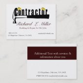 住宅建築業者の建築業者修理人 名刺 (正面/裏面)