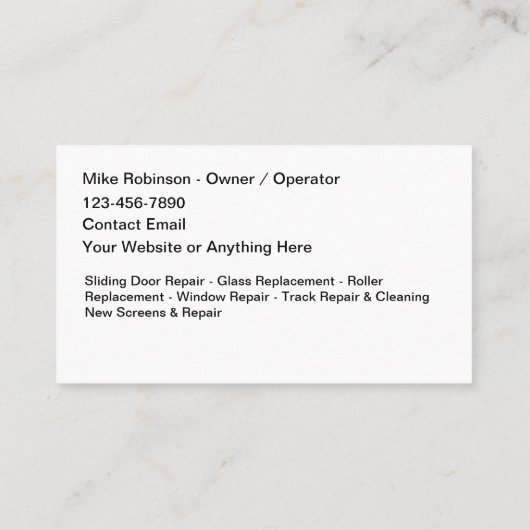 住宅引違いドアと修理名刺 名刺 (裏面)