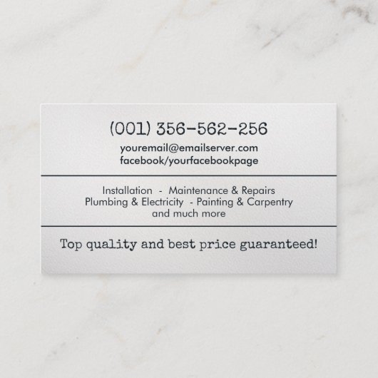 住宅改修サービス 名刺 (裏面)