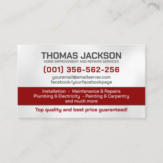 住宅改修サービス 名刺 (裏面)