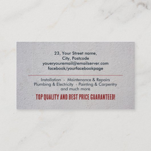 住宅改修サービス 名刺 (裏面)