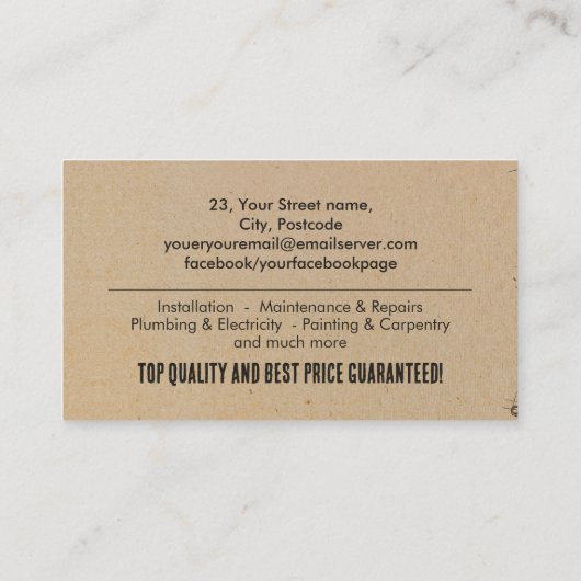 住宅改修サービス 名刺 (裏面)