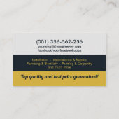 住宅改修・修理サービスのビジネスカー 名刺 (裏面)