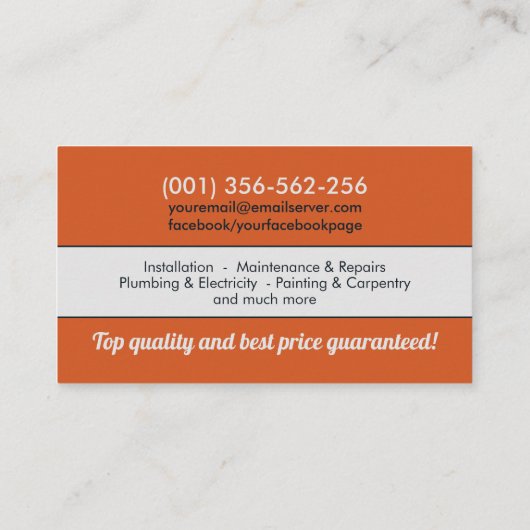 住宅改修・修理サービス 名刺 (裏面)