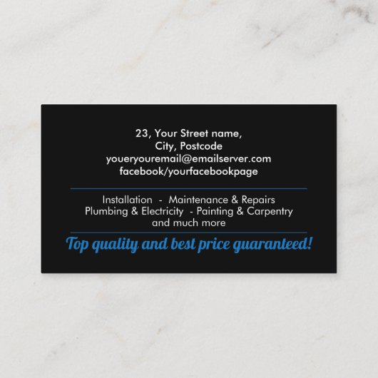 住宅改修Handyman Services 名刺 (裏面)