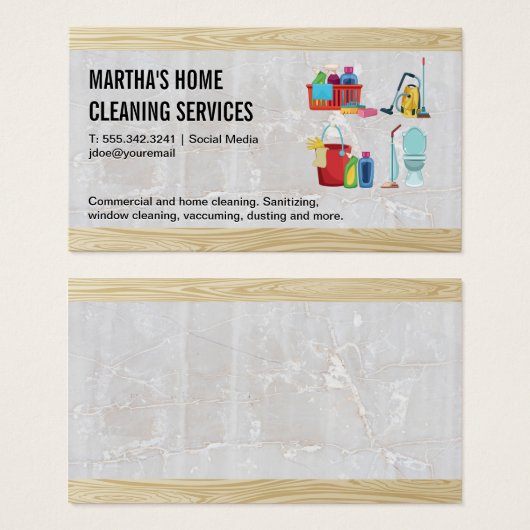 住宅清掃アイコン |マーブル木材の背景 (正面&裏面)