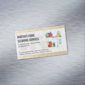 住宅清掃アイコン |マーブル木材の背景 マグネット名刺 (インサイチュ)