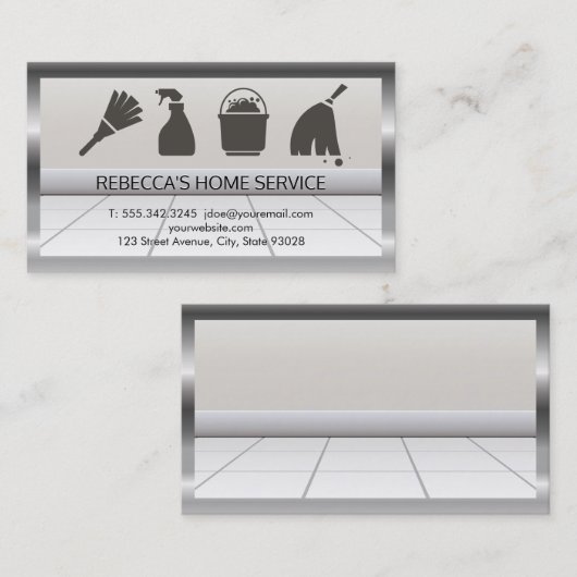 住宅清掃アイコン | 床 名刺 (正面/裏面)
