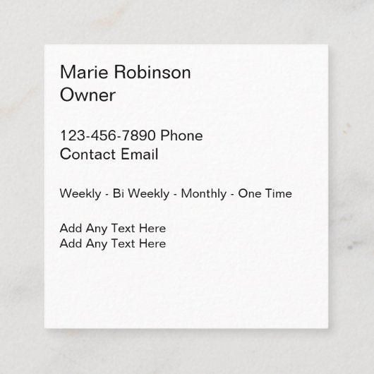 住宅清掃カラフルサービスの名刺 スクエア名刺 (裏面)