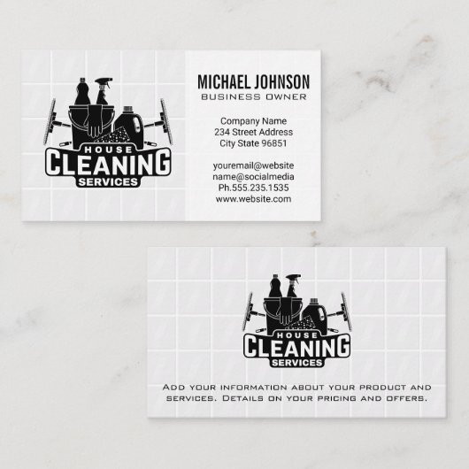 住宅清掃サービスと用品 名刺 (正面/裏面)