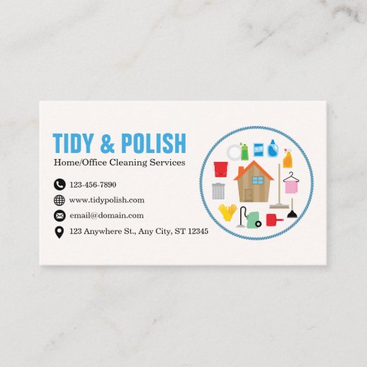 住宅清掃サービスの名刺テンプレート 名刺 (正面)