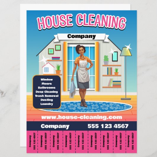 住宅清掃サービステンプレートピンク (正面/裏面)