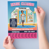 住宅清掃サービステンプレートピンク チラシ (手)