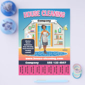 住宅清掃サービステンプレートピンク チラシ (シングル)