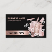 住宅清掃サービスモダンバラ金ゴールド気泡 名刺 (正面)