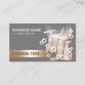 住宅清掃サービスモダン金ゴールド清掃用品 名刺 (正面)