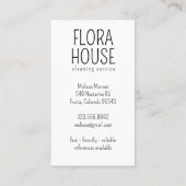 住宅清掃サービス住宅用手描きロゴ 名刺 (裏面)