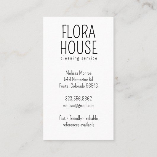住宅清掃サービス住宅用手描きロゴ 名刺 (裏面)
