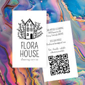 住宅清掃サービス住宅用手描きロゴQR 名刺