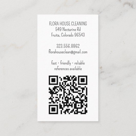 住宅清掃サービス住宅用手描きロゴQR 名刺 (裏面)