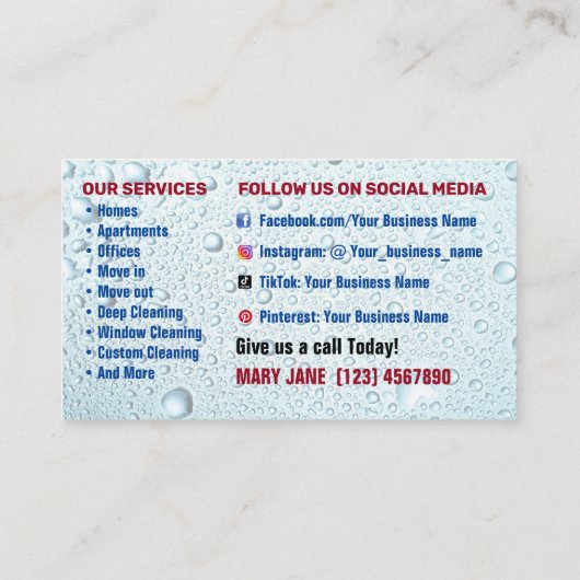 住宅清掃サービス名刺 名刺 (裏面)