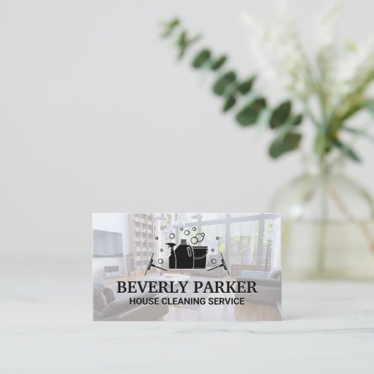 住宅清掃サービス |ホームの背景の消去 名刺 (スタンド正面)