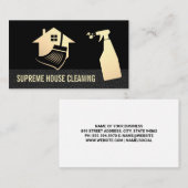 住宅清掃サービス | メイドスプレーボトル箒 名刺 (正面/裏面)