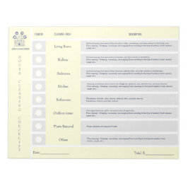 住宅清掃チェックリストと予算メモ帳 ノートパッド